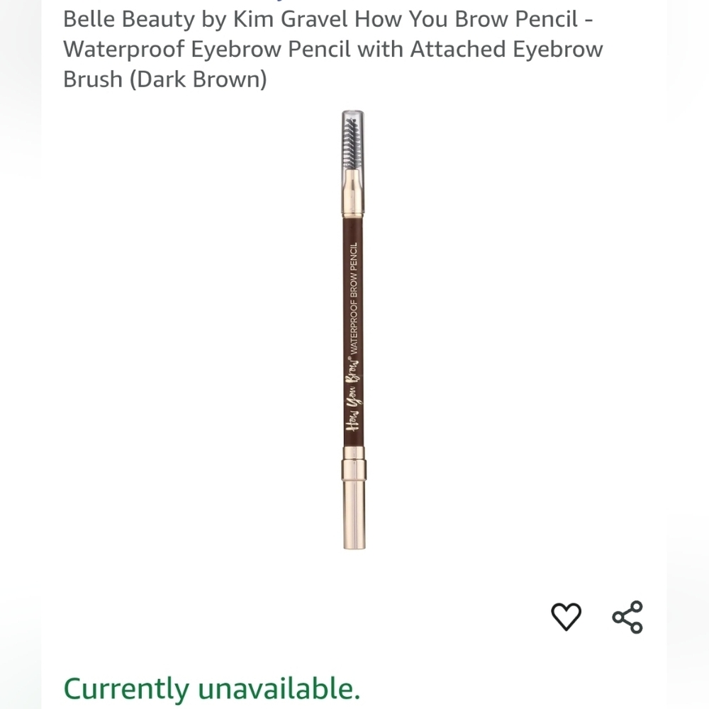 Belle Beauty How You Brow Waterproof Brow Pencil In Dark Brown. Bundle Of (2).